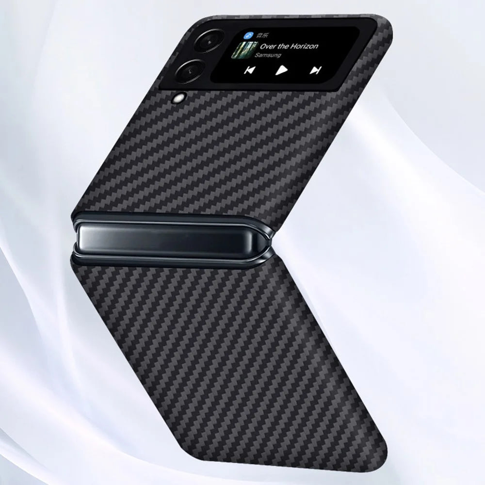 For Samsung Galaxy Z Flip4 5G Carbon Fiber Texture Aramid Fiber Back Case Anti-drop Ultra Slim Phone Cover - 6