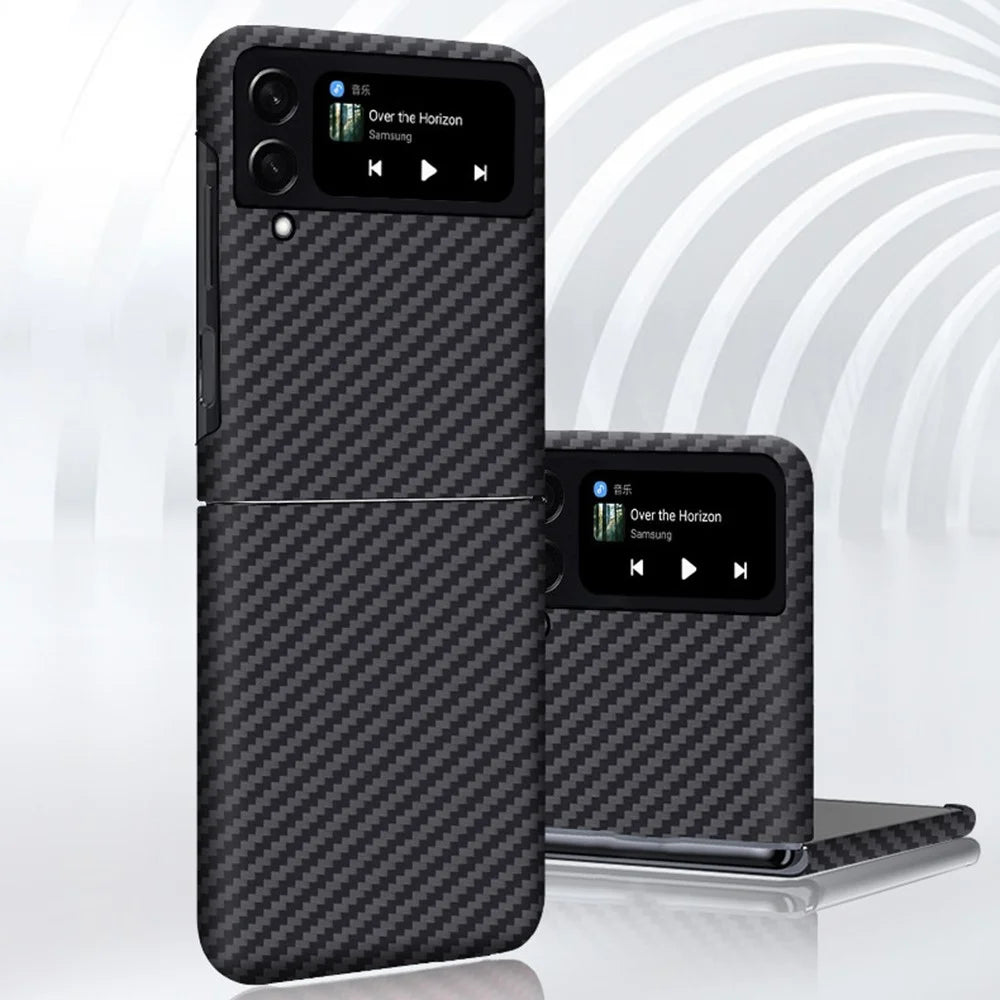 For Samsung Galaxy Z Flip4 5G Carbon Fiber Texture Aramid Fiber Back Case Anti-drop Ultra Slim Phone Cover - 7
