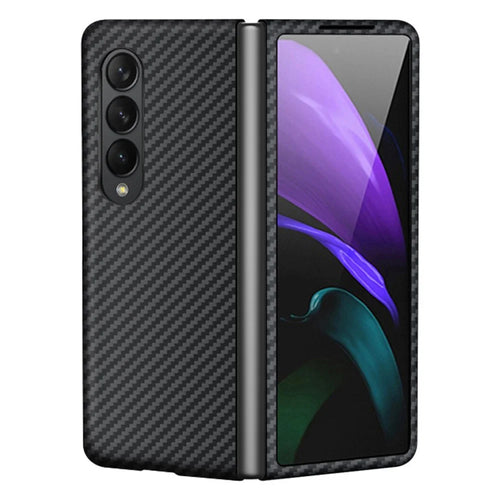 For Samsung Galaxy Z Fold4 5G Shockproof Carbon Fiber Texture Aramid Fiber Back Case Ultra Slim Phone Cover - 1