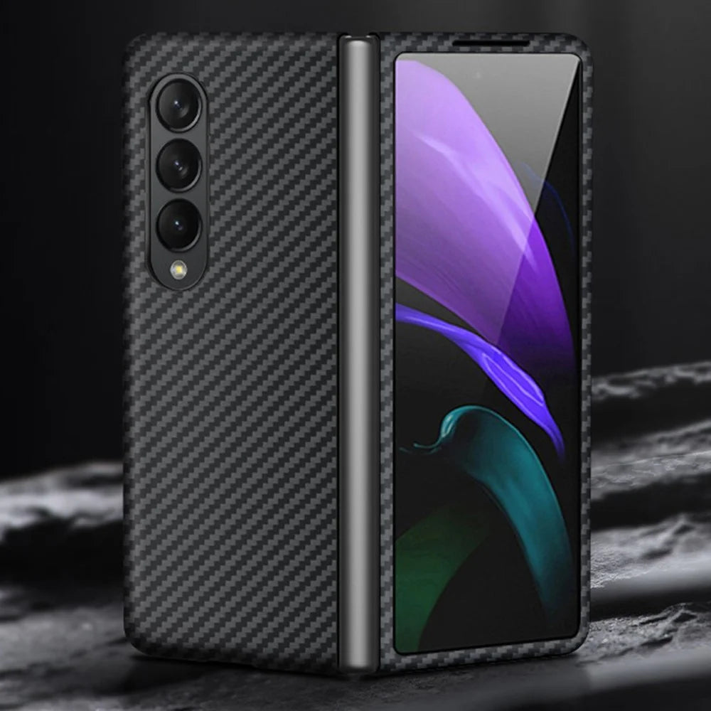 For Samsung Galaxy Z Fold4 5G Shockproof Carbon Fiber Texture Aramid Fiber Back Case Ultra Slim Phone Cover - 3