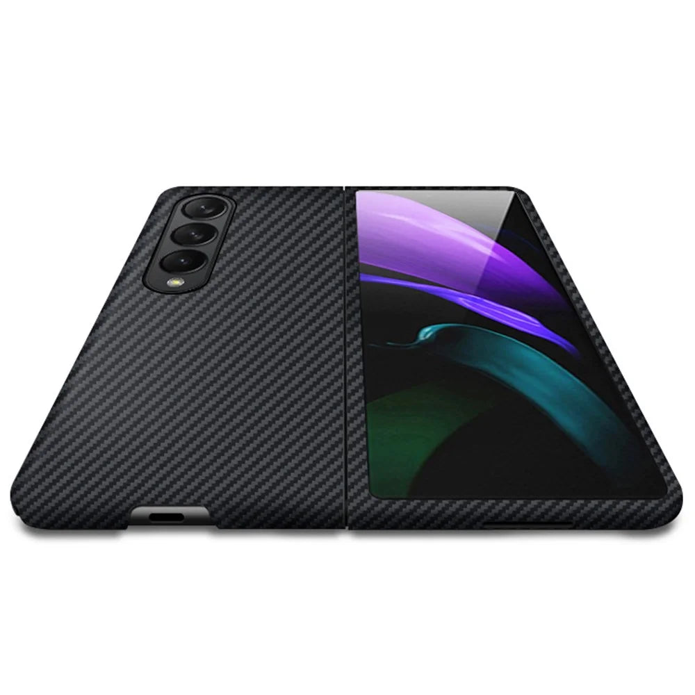 For Samsung Galaxy Z Fold4 5G Shockproof Carbon Fiber Texture Aramid Fiber Back Case Ultra Slim Phone Cover - 6