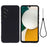 For Samsung Galaxy A34 5G Scratch-resistant Liquid Silicone Case Cell Phone Cover Protector with Strap - Black - 1