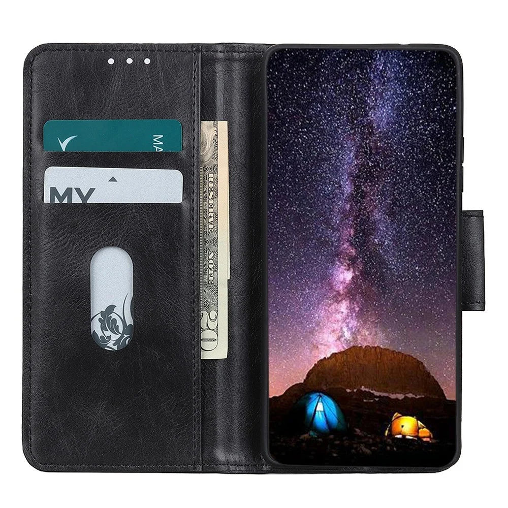 For OnePlus Nord CE 3 Lite 5G / Nord N30 5G PU Leather Phone Case Stand Crazy Horse Texture Wallet Phone Cover - Black - 3