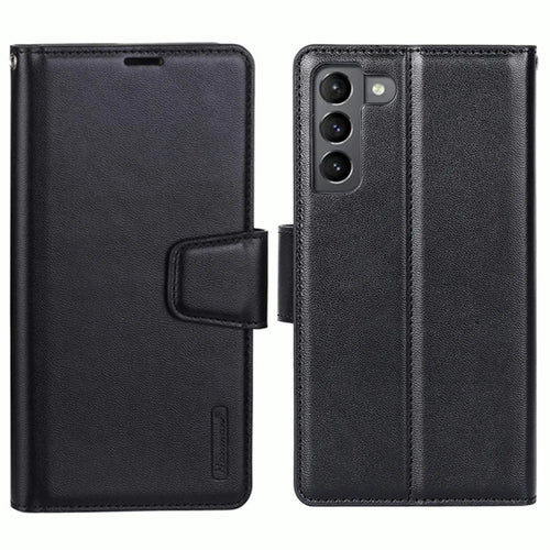 HANMAN Mill Series Phone Stand Case for Samsung Galaxy S23 PU Leather Wallet Phone Cover - Black - 1