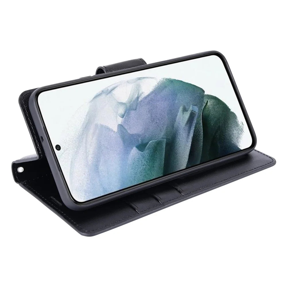 HANMAN Mill Series Phone Stand Case for Samsung Galaxy S23 PU Leather Wallet Phone Cover - Black - 2
