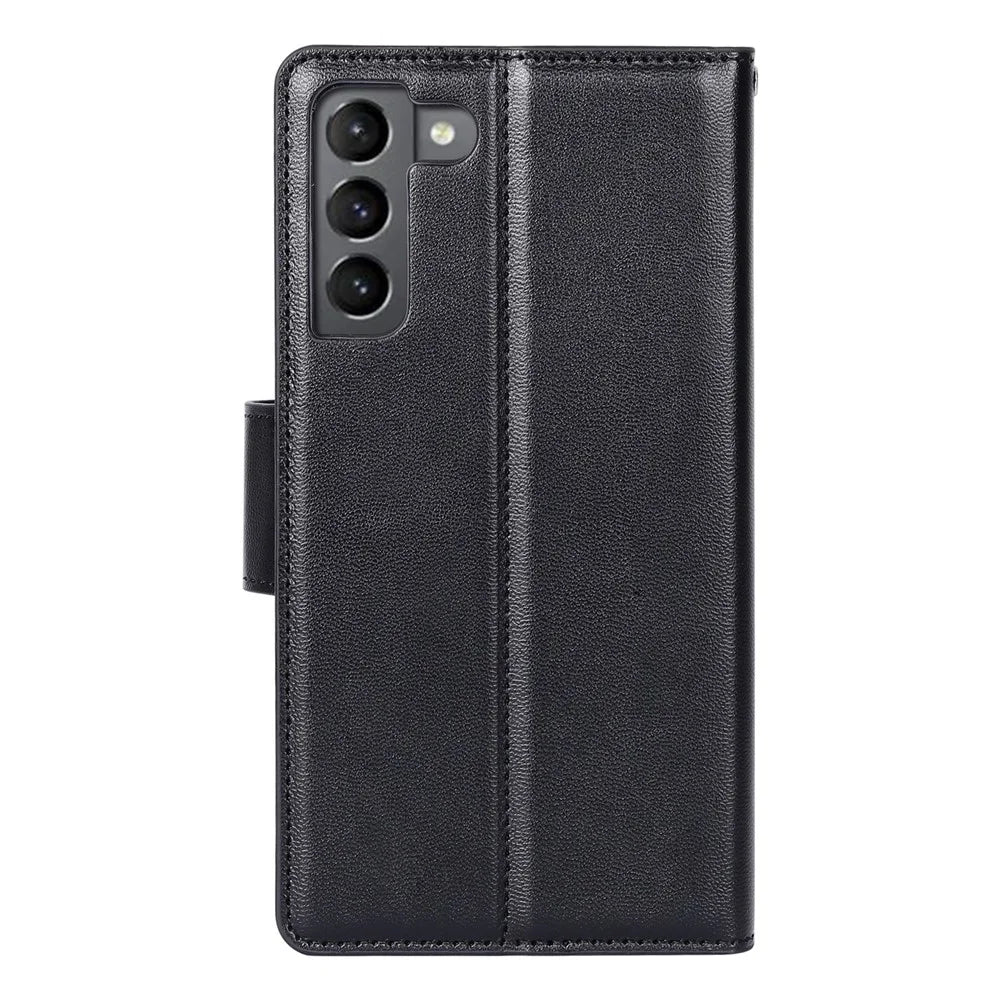 HANMAN Mill Series Phone Stand Case for Samsung Galaxy S23 PU Leather Wallet Phone Cover - Black - 5