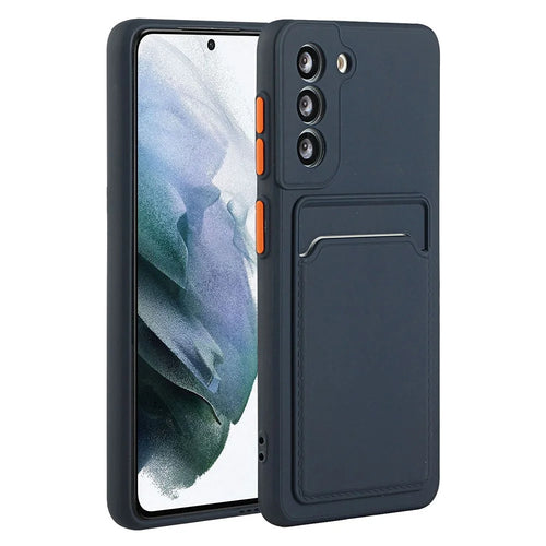 For Samsung Galaxy S23 Anti-drop Phone Case Soft TPU Protective Cover with Card Holder - Dark Blue - 1