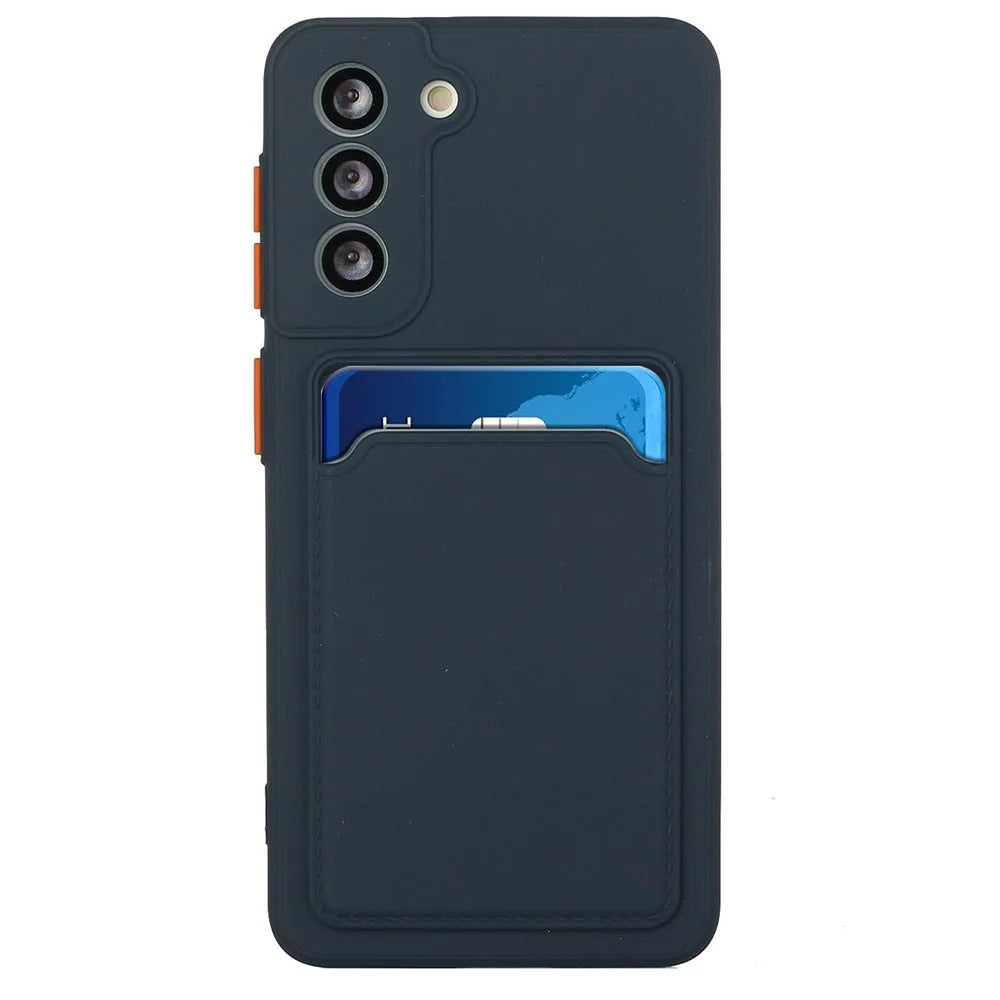 For Samsung Galaxy S23 Anti-drop Phone Case Soft TPU Protective Cover with Card Holder - Dark Blue - 2