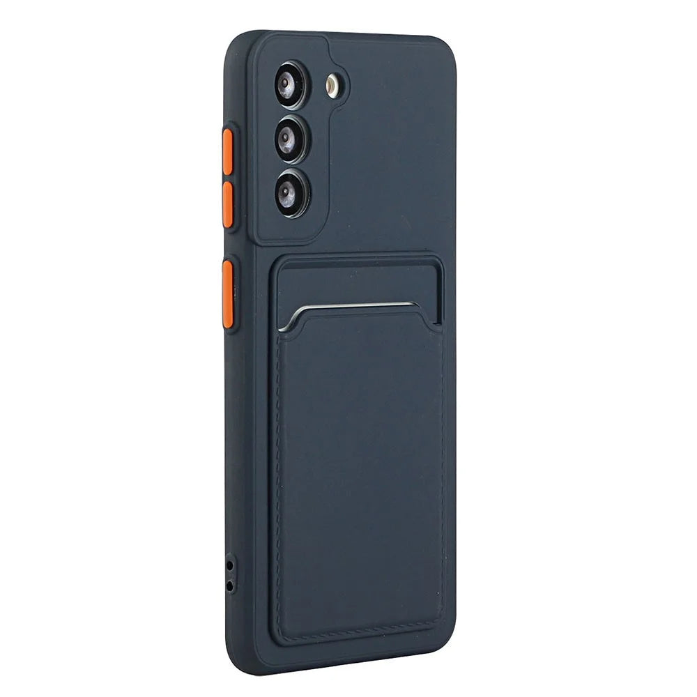 For Samsung Galaxy S23 Anti-drop Phone Case Soft TPU Protective Cover with Card Holder - Dark Blue - 4