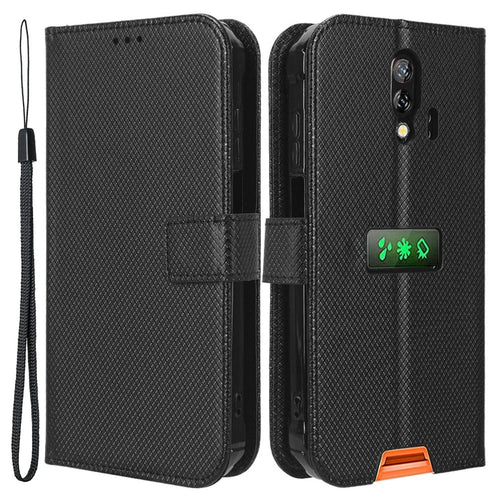 For Blackview BV7200 4G Phone Wallet Case Stand Diamond Texture PU Leather Cell Phone Cover - Black - 1