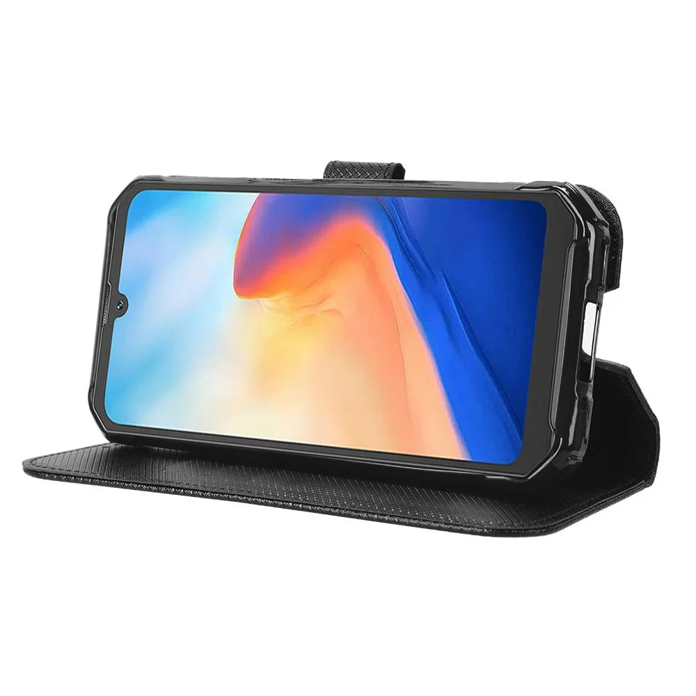 For Blackview BV7200 4G Phone Wallet Case Stand Diamond Texture PU Leather Cell Phone Cover - Black - 3