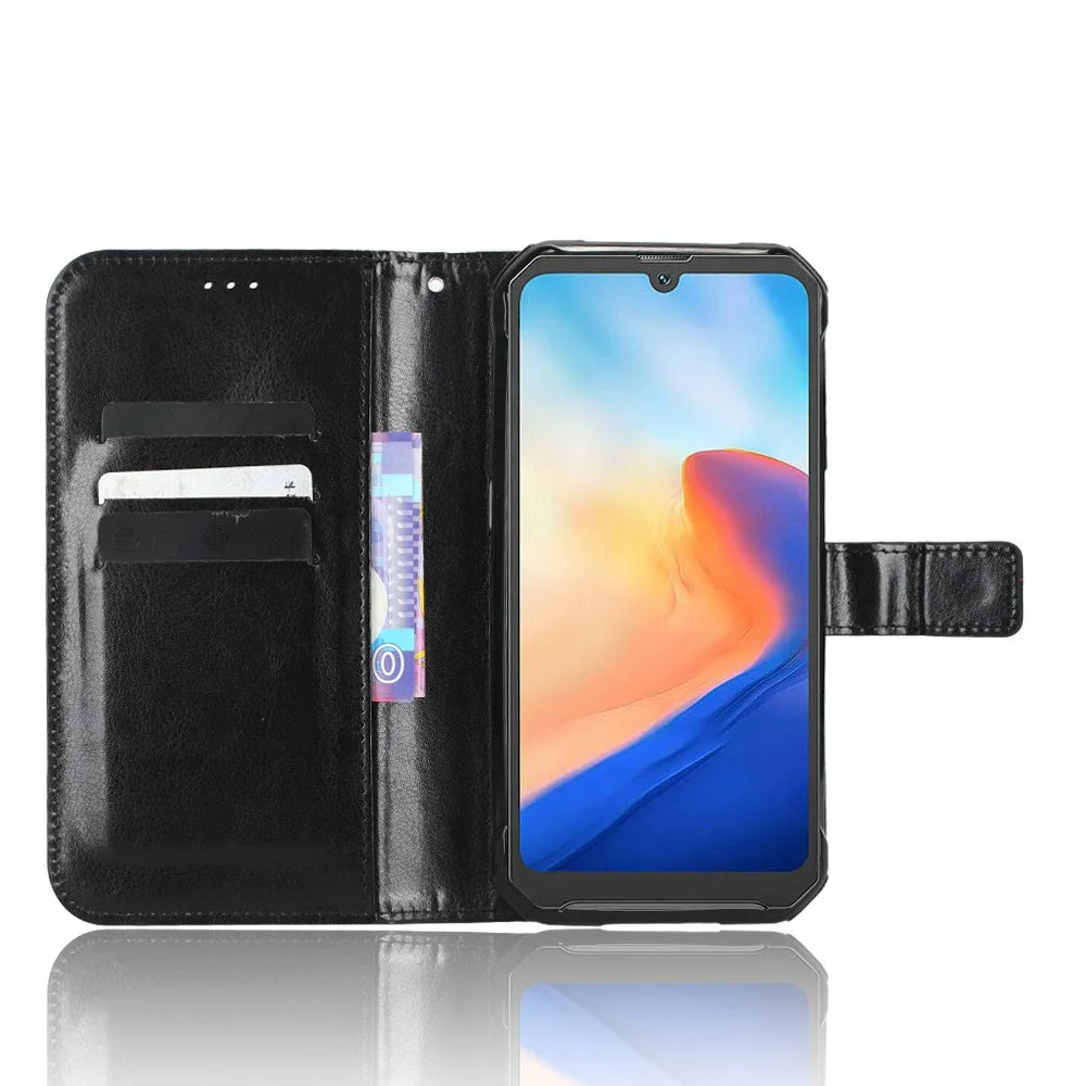 For Blackview BV7200 4G Crazy Horse Texture Wallet Stand Case PU Leather Flip Phone Cover with Strap - Black - 2