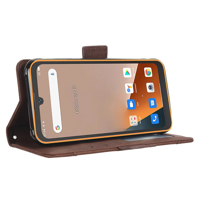 For Blackview BV5200 4G Leather Phone Cover Stand Wallet Protective Phone Case with Multiple Card Slots - Brown - 3