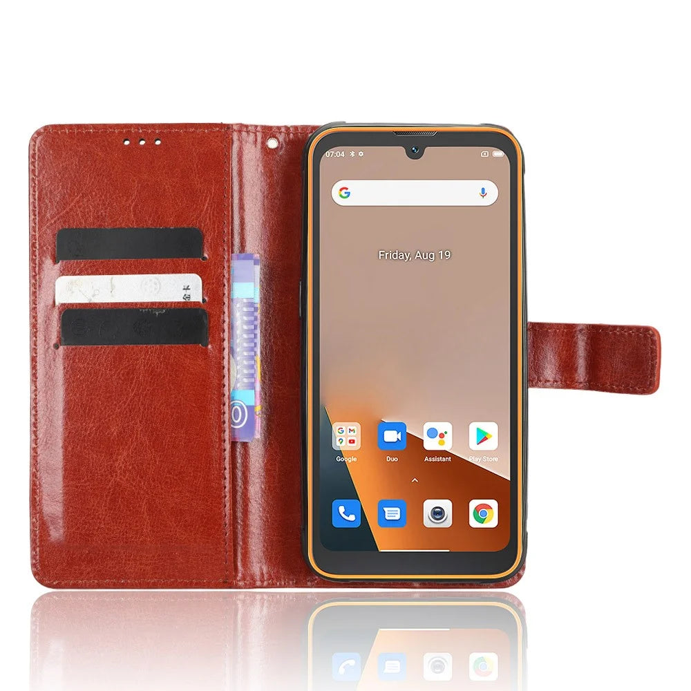 For Blackview BV5200 4G Wallet Phone Stand Case PU Leather Cover Crazy Horse Texture Phone Protector - Brown - 2