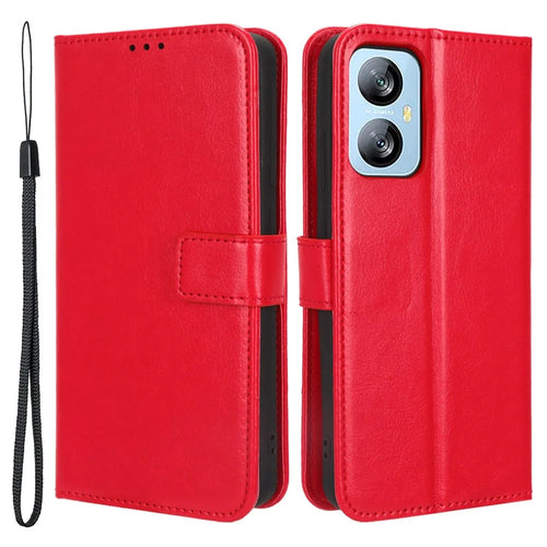 For Blackview A52 4G / A52 Pro 4G Wrist Clutch Phone Bag Crazy Horse Texture Wallet Stand Case PU Leather Cell Phone Cover - Red - 1