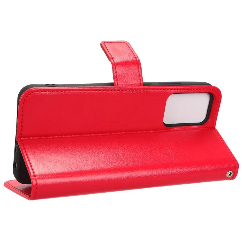 For Blackview A52 4G / A52 Pro 4G Wrist Clutch Phone Bag Crazy Horse Texture Wallet Stand Case PU Leather Cell Phone Cover - Red - 3