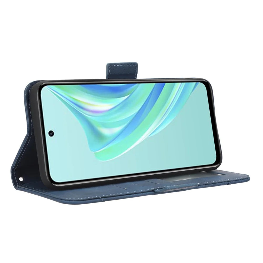 For Infinix Hot 20 Play 4G PU Leather Phone Cover Multiple Card Slots Stand Wallet Protective Phone Case - Blue - 3