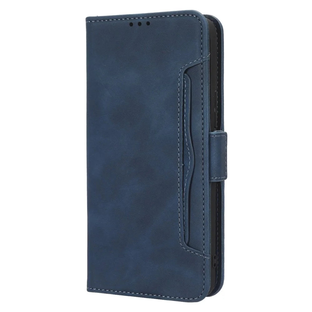 For Infinix Hot 20 Play 4G PU Leather Phone Cover Multiple Card Slots Stand Wallet Protective Phone Case - Blue - 6