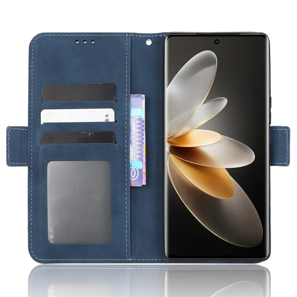 For vivo S16 / S16 Pro / V27 / V27 Pro PU Leather Phone Cover Multiple Card Slots Stand Wallet Shock-absorbing Phone Case - Blue - 2