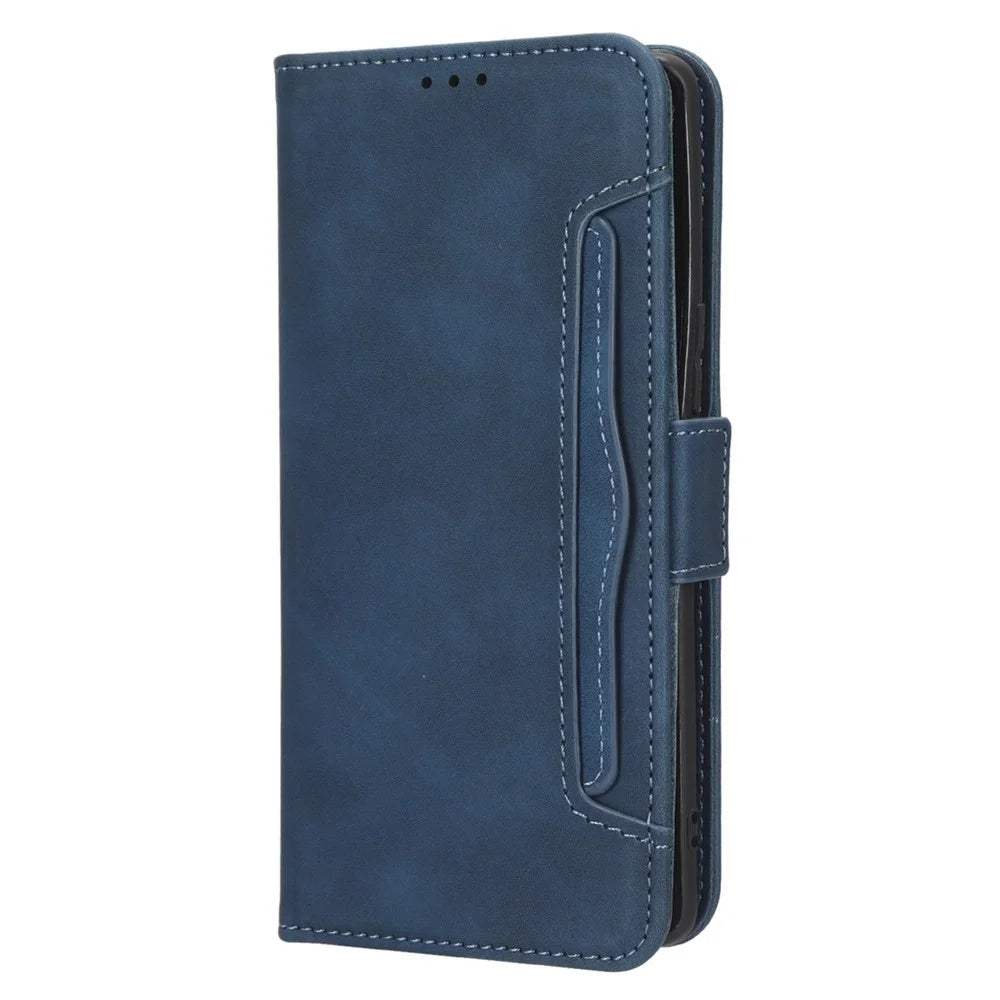 For vivo S16 / S16 Pro / V27 / V27 Pro PU Leather Phone Cover Multiple Card Slots Stand Wallet Shock-absorbing Phone Case - Blue - 6
