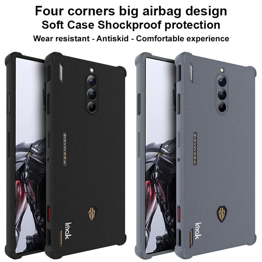 IMAK For ZTE nubia Red Magic 8 Pro 5G / nubia Red Magic 8 Pro+ 5G Mobile Phone Shell Four Corners Airbag Drop-proof TPU Matte Case - Black - 5