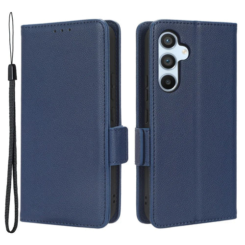 For Samsung Galaxy A54 5G Mobile Phone Cover Wallet Stand Litchi Texture PU Leather Dual Magnetic Clasp Phone Case - Dark Blue - 1