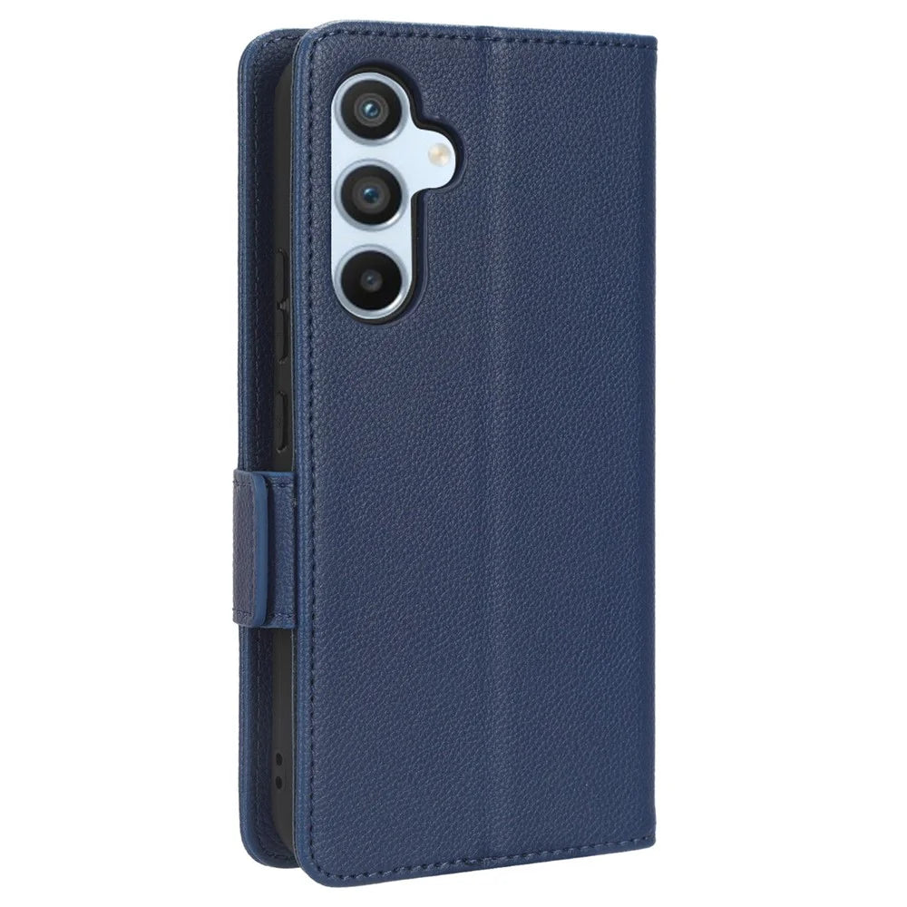 For Samsung Galaxy A54 5G Mobile Phone Cover Wallet Stand Litchi Texture PU Leather Dual Magnetic Clasp Phone Case - Dark Blue - 7