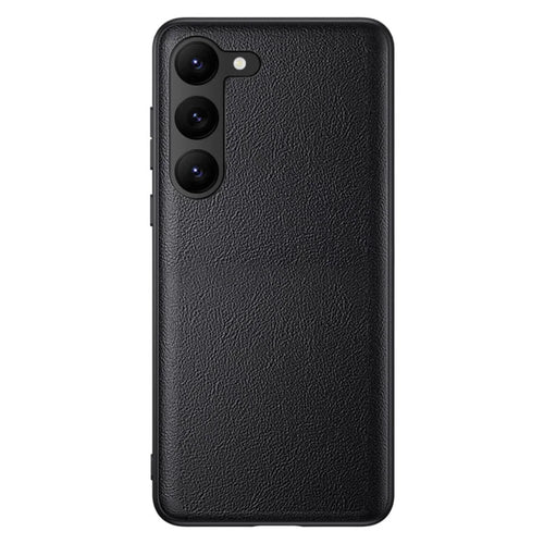 For Samsung Galaxy S23 Anti-Fingerprint Phone Case Slim-Fit PU Leather+TPU+PC Hybrid Anti-slip Phone Cover - Black - 1