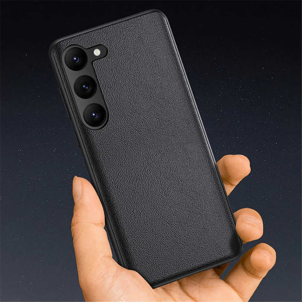 For Samsung Galaxy S23+ Shockproof PU Leather+TPU+PC Cell Phone Cover Anti-Fingerprint Phone Case - Black - 2