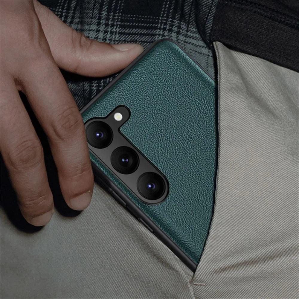 For Samsung Galaxy S23+ Shockproof PU Leather+TPU+PC Cell Phone Cover Anti-Fingerprint Phone Case - Black - 4