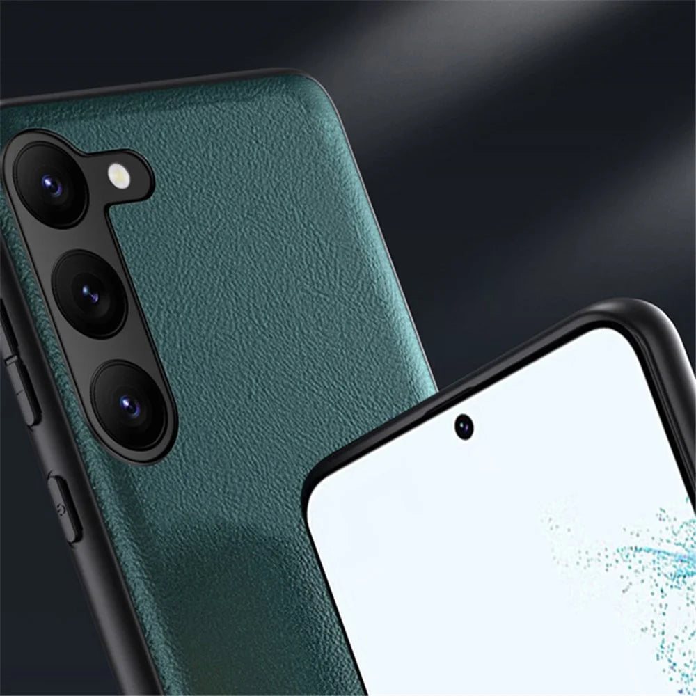 For Samsung Galaxy S23+ Shockproof PU Leather+TPU+PC Cell Phone Cover Anti-Fingerprint Phone Case - Black - 5