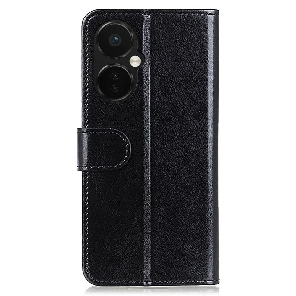 For OnePlus Nord CE 3 Lite 5G / Nord N30 5G PU Leather Phone Case Crazy Horse Texture Stand Wallet Phone Cover - Black - 7