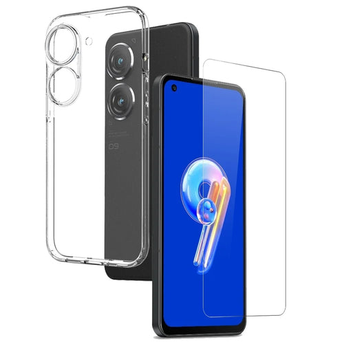 NORTHJO For Asus Zenfone 9 5G Phone Case TPU Cover + HD Clear Tempered Glass Screen Protector - Transparent - 1