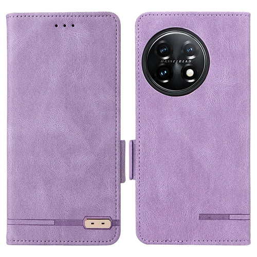 For OnePlus 11 5G Flip Cell Phone Cover Hardware Decor PU Leather Wallet Phone Case with Phone Stand Function - Purple - 1