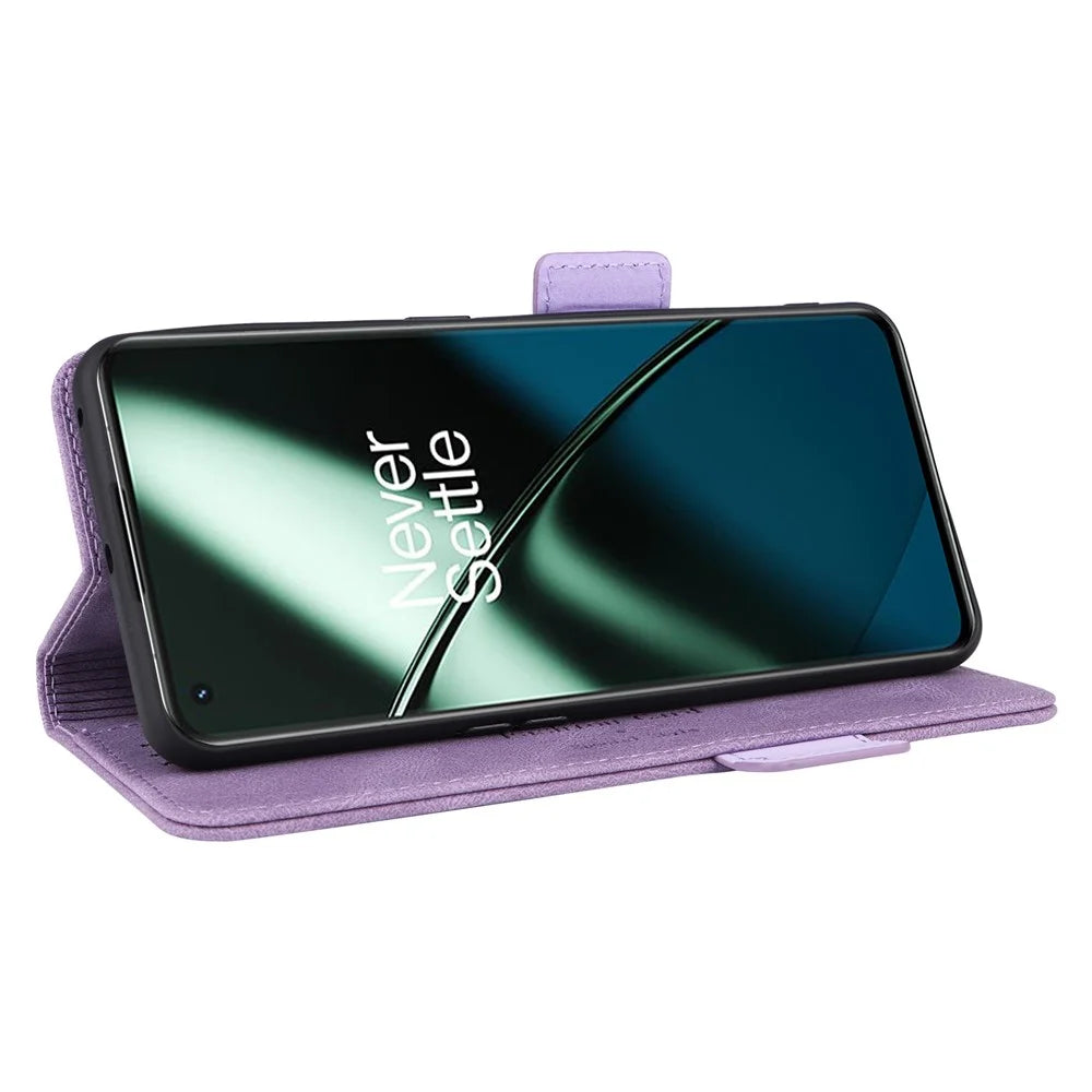 For OnePlus 11 5G Flip Cell Phone Cover Hardware Decor PU Leather Wallet Phone Case with Phone Stand Function - Purple - 3
