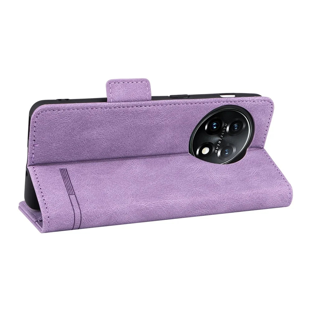 For OnePlus 11 5G Flip Cell Phone Cover Hardware Decor PU Leather Wallet Phone Case with Phone Stand Function - Purple - 4