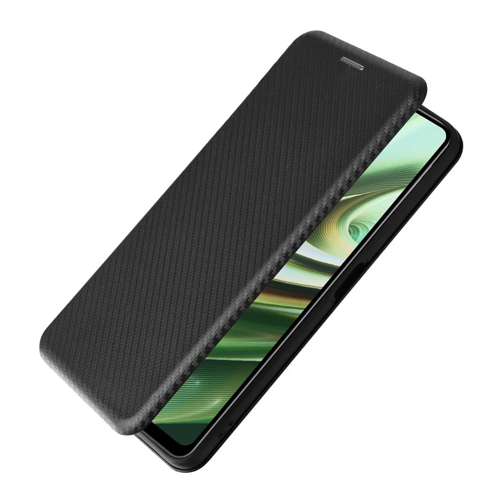 PU Leather Stand Case for OnePlus Nord CE 3 Lite 5G / Nord N30 5G , Magnetic Absorption Design Carbon Fiber Texture Phone Cover with Card Holder- Black - 4