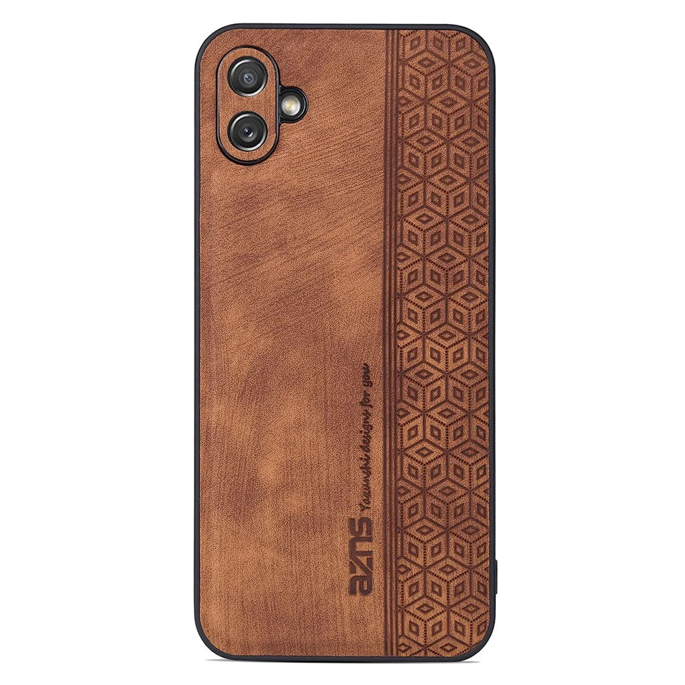 AZNS For Samsung Galaxy A04e 4G / F04 4G / M04 4G Imprinted Pattern Cell Phone Case Shockproof PU Leather+TPU Phone Cover - Brown - 1