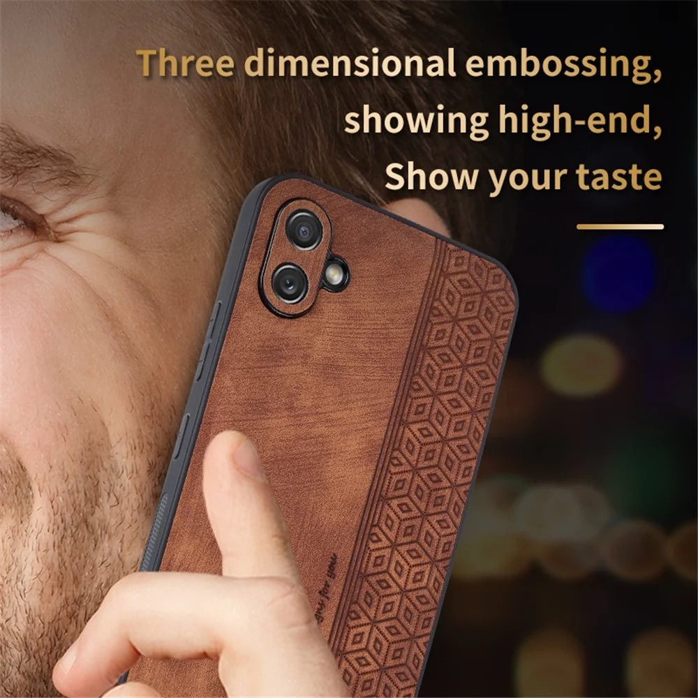 AZNS For Samsung Galaxy A04e 4G / F04 4G / M04 4G Imprinted Pattern Cell Phone Case Shockproof PU Leather+TPU Phone Cover - Brown - 3