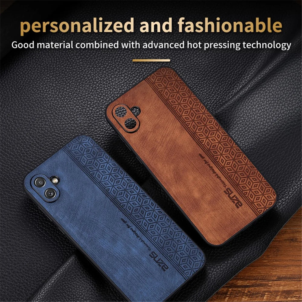 AZNS For Samsung Galaxy A04e 4G / F04 4G / M04 4G Imprinted Pattern Cell Phone Case Shockproof PU Leather+TPU Phone Cover - Brown - 4