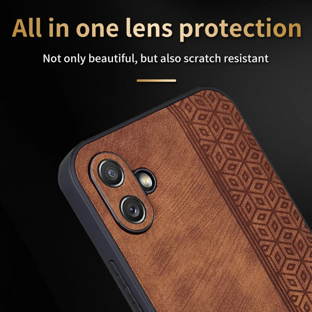 AZNS For Samsung Galaxy A04e 4G / F04 4G / M04 4G Imprinted Pattern Cell Phone Case Shockproof PU Leather+TPU Phone Cover - Brown - 6