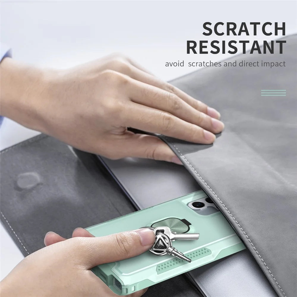 For Samsung Galaxy S23 Ultra Rotatable Ring Holder Kickstand Phone Case PC + Silicone Anti-scratch Phone Cover - Green - 6