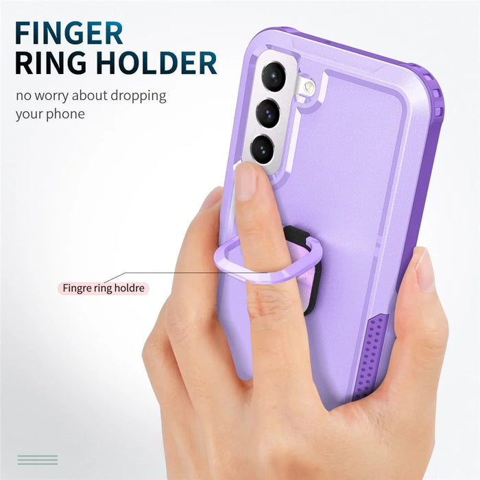 For Samsung Galaxy S23+ Hard PC+Silicone Phone Cover Rotatable Ring Holder Kickstand Cell Phone Case - Light Purple - 2