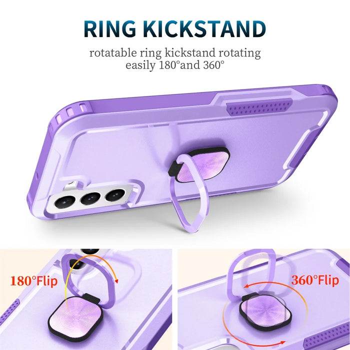 For Samsung Galaxy S23+ Hard PC+Silicone Phone Cover Rotatable Ring Holder Kickstand Cell Phone Case - Light Purple - 3