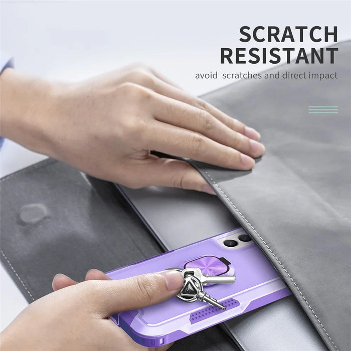 For Samsung Galaxy S23+ Hard PC+Silicone Phone Cover Rotatable Ring Holder Kickstand Cell Phone Case - Light Purple - 6