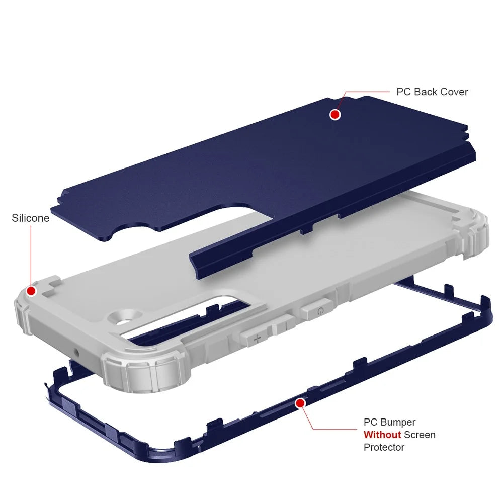 For Samsung Galaxy S23 Shock-Absorbed Four Corners Cell Phone Cover Hard Plastic+Silicone Anti-Scratch Phone Case - Navy Blue - 2