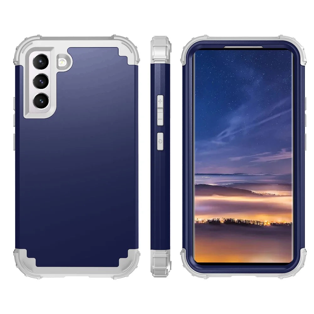 For Samsung Galaxy S23 Shock-Absorbed Four Corners Cell Phone Cover Hard Plastic+Silicone Anti-Scratch Phone Case - Navy Blue - 7