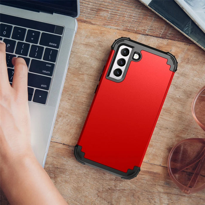 For Samsung Galaxy S23+ Drop Protection 3-In-1 Phone Shell PC+Silicone Phone Case Shockproof Mobile Phone Cover - Red - 6