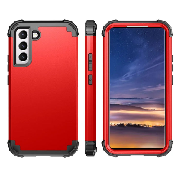 For Samsung Galaxy S23+ Drop Protection 3-In-1 Phone Shell PC+Silicone Phone Case Shockproof Mobile Phone Cover - Red - 7