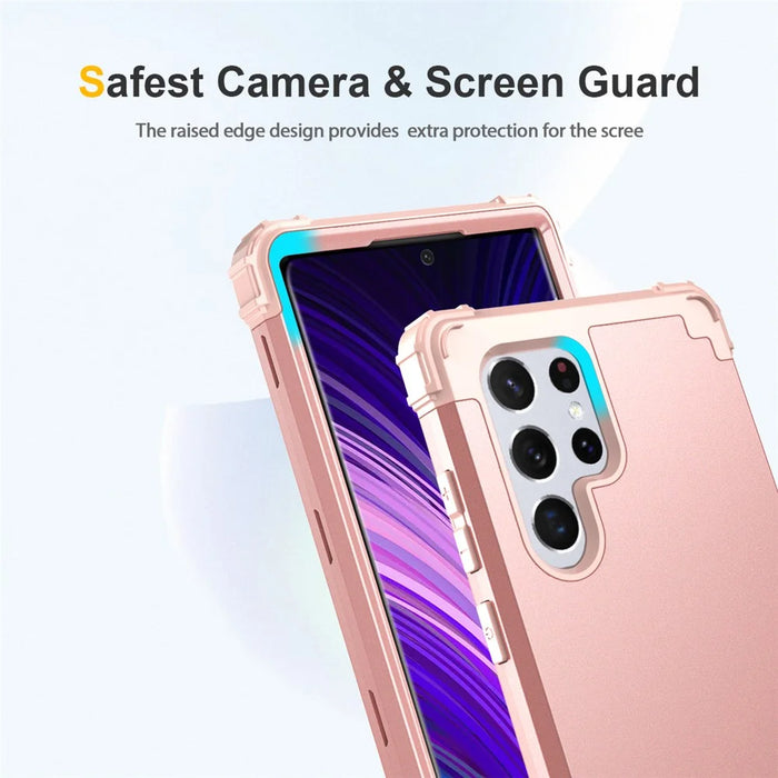 For Samsung Galaxy S23 Ultra Hard Plastic+Silicone Phone Case Shockproof Cell Phone Cover - Rose Gold - 4